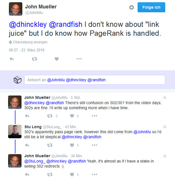 Google: 302-Redirects übertragen PageRank