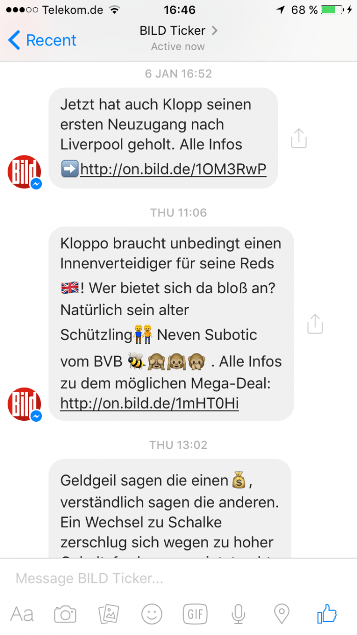 BILD auf dem Facebook Messenger
