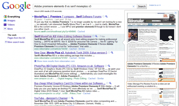 Google Instant Preview