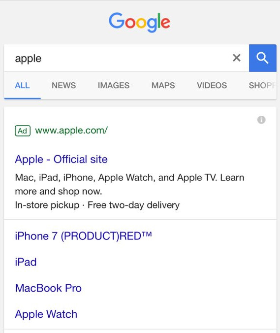 Google testet AdWords-Anzeigen mit URL über dem Titel