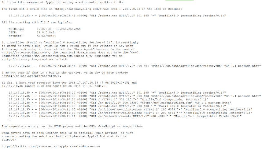 Neuer Apple-Crawler gesichtet