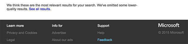 Bing: Für bestimmte Suchanfragen keine Navigation mehr zu weiteren Suchergebnissen