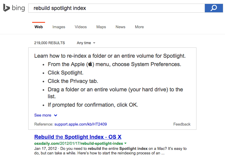 Bing zeigt Inhalte von Drittseiten auf den SERPs