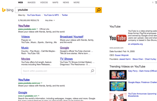 Bing SERP neu (Test)