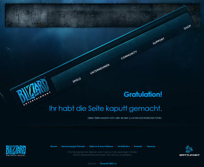 Kreative 404-Fehlerseite von Blizzard Entertainment