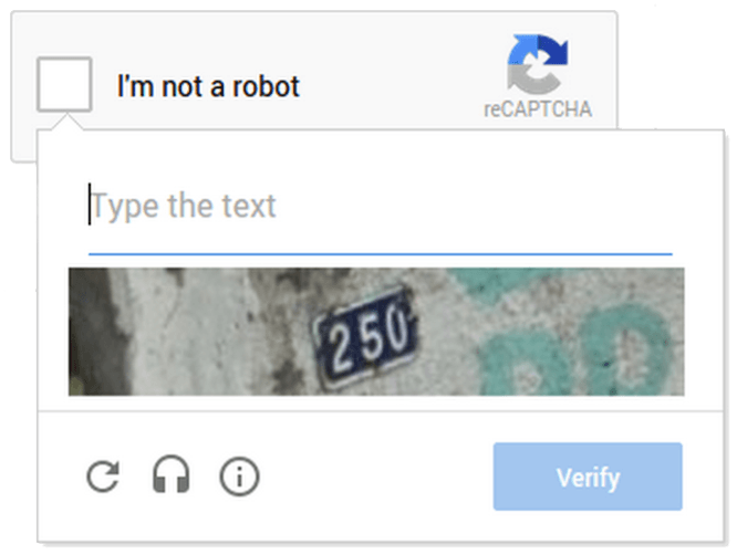 Beispiel für ein neues reCaptcha