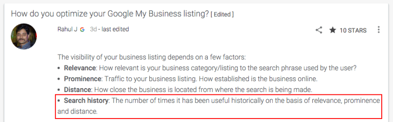 Lokale Rankingfaktoren nach der Änderung