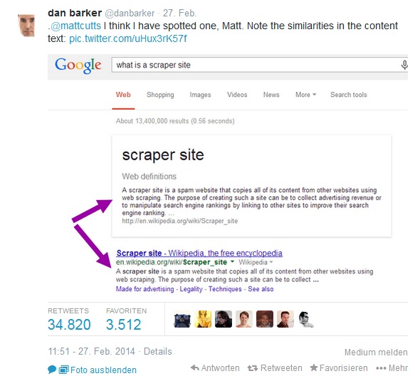 Dan Baker kritisiert die Übernahme zu vieler Informationen durch die Suchmaschinen