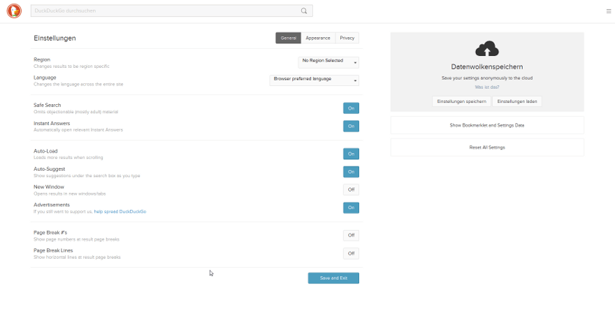 DuckDuckGo: Einstellungsseite mit neuem Design
