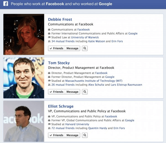 Suchergebnis bei der Facebook Graph Search