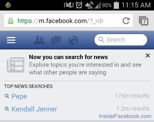Neue mobile Suche bei Facebook