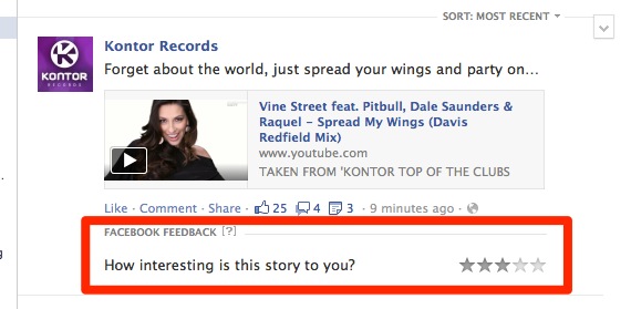 Facebook testet Sternchenbewertung