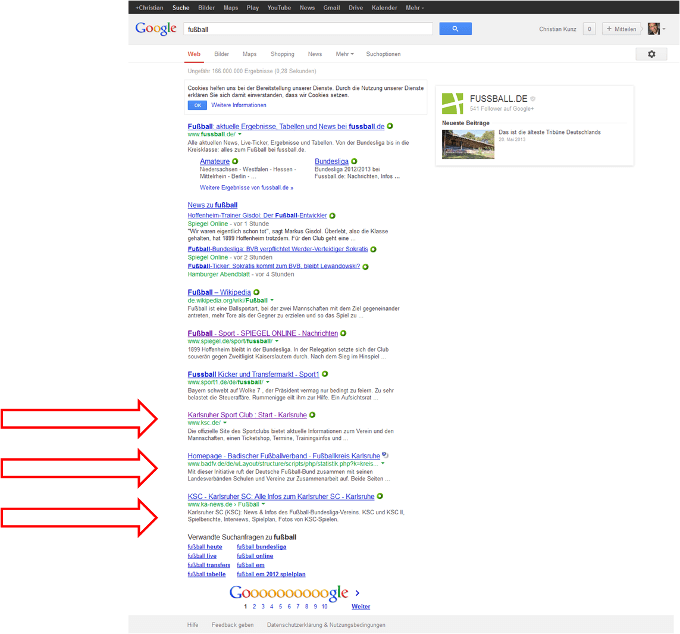 Lokale Suchtreffer für "Fußball"