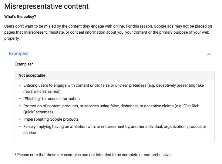 Google: Anzeigenrichtlinien mit Erwähnung von "Fake News"
