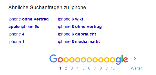 Google: Ähnliche Suchanfragen