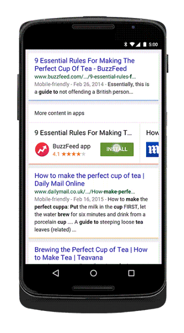 Google empfiehlt auch Apps, die noch nicht auf dem Gerät installiert sind