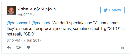 Google behandelt Suchanfragen mit Bindestrich manchmal anders