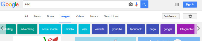Google Bildersuche mit neuem Farbfilter