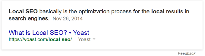 Google Direct Answer zu "Local SEO"