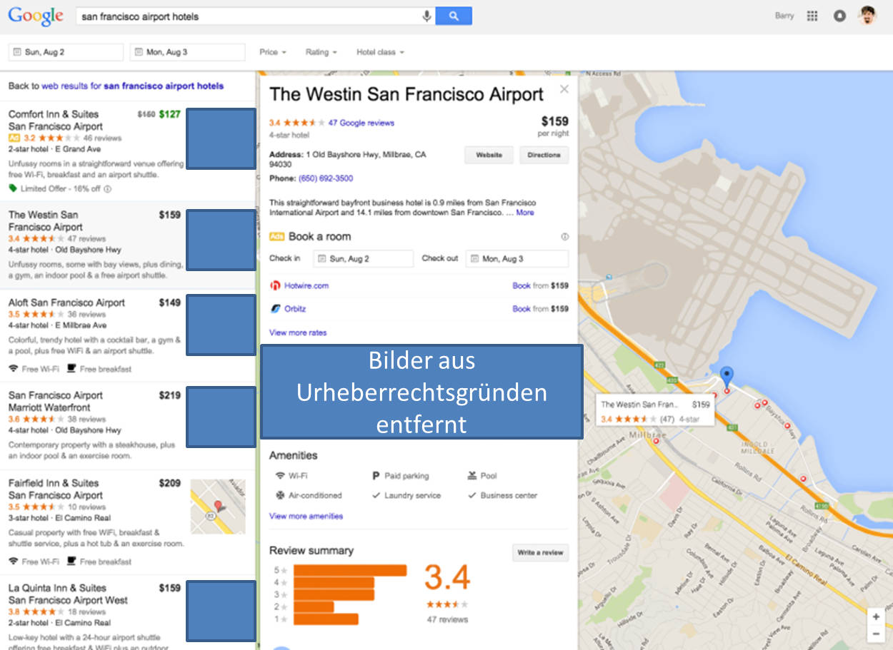 Google Hotel Finder mit neuem Layout