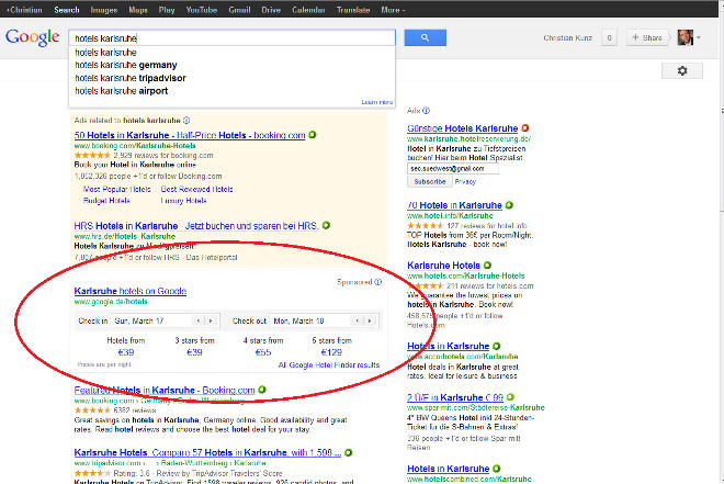 Google Hotelsuche