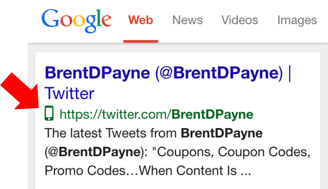 Google zeigt ein Icon, das auf smartphone-optimierte Seiten hinweist