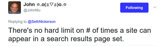 Google: kein Limit für Domains auf den SERPs