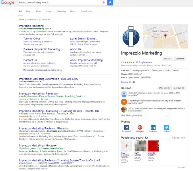 Google zeigt Verknüpfungen zu sozialen Netzwerken in lokalen Knowledge Panels