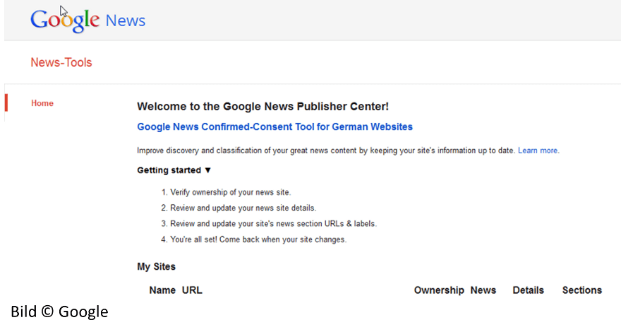 Google News Publisher Center