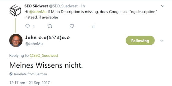 Google nutzt keine Open Graph-Description