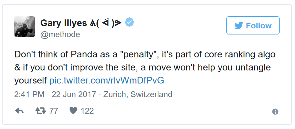 Google: Bei Panda hift auch kein Umzug der Seite