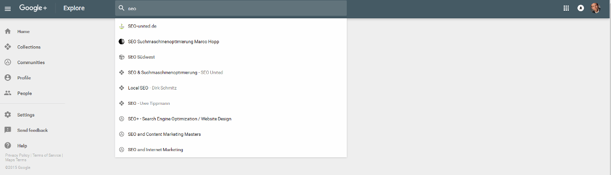 Google Plus: Layout und Suche