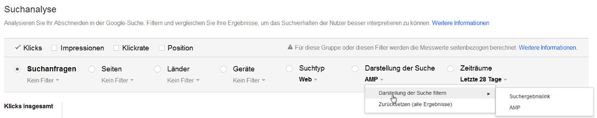 Google Search Console: Suchedaten für AMP-Seiten lassen sich getrennt anzeigen
