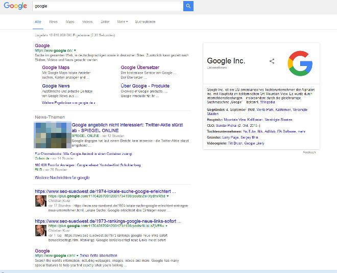 Google-SERP aktuell