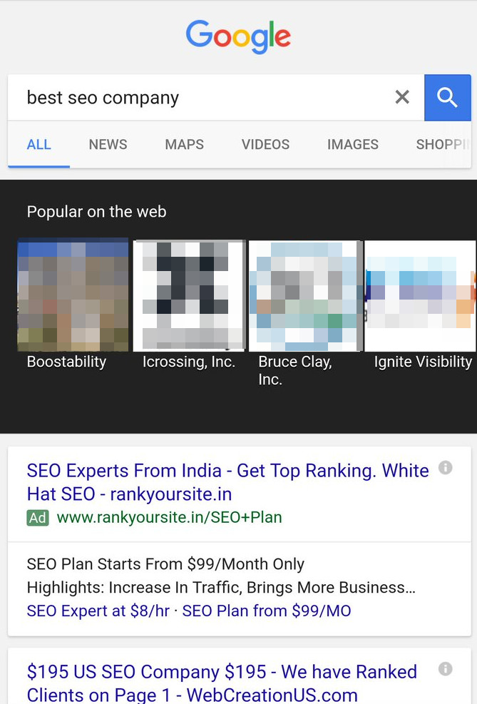 Google SERP: "best seo companies"