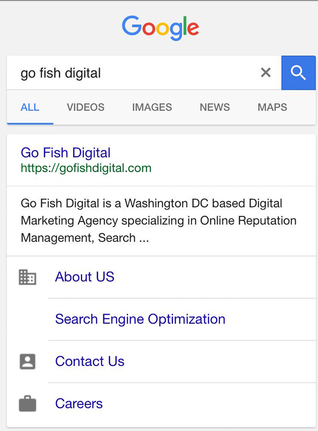 Google: Icons für Sitelinks in der mobilen Suche