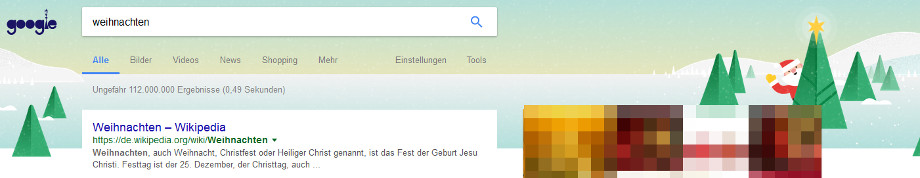 Google-Header für die Suche nach "Weihnachten"