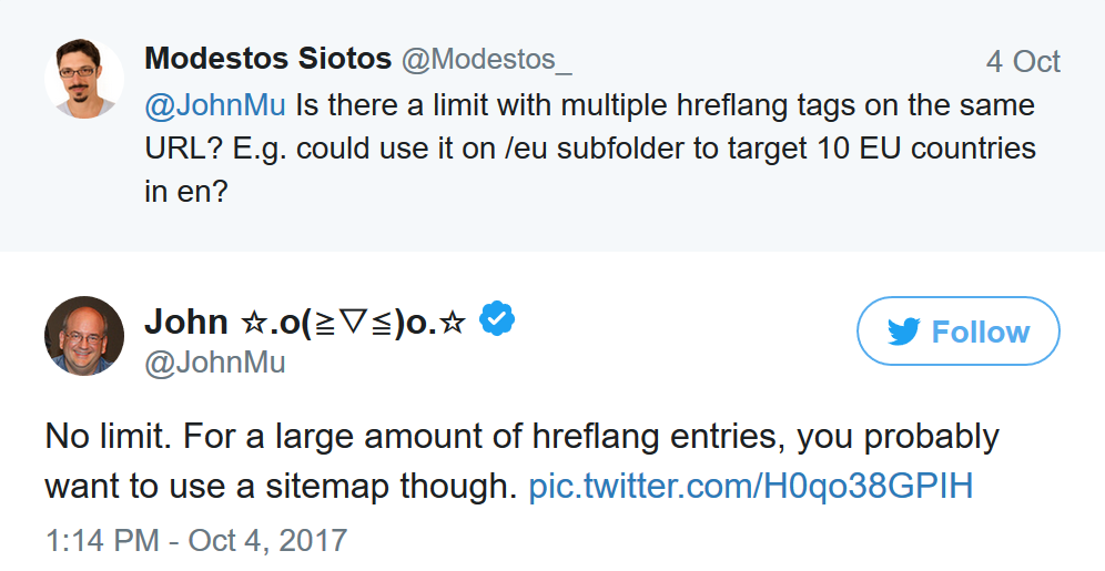 Google: bei vielen internationalen Versionen Sitemap statt hreflang nutzen