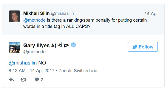 Google: keine Penalty für komplette Großschreibung im Seitentitel
