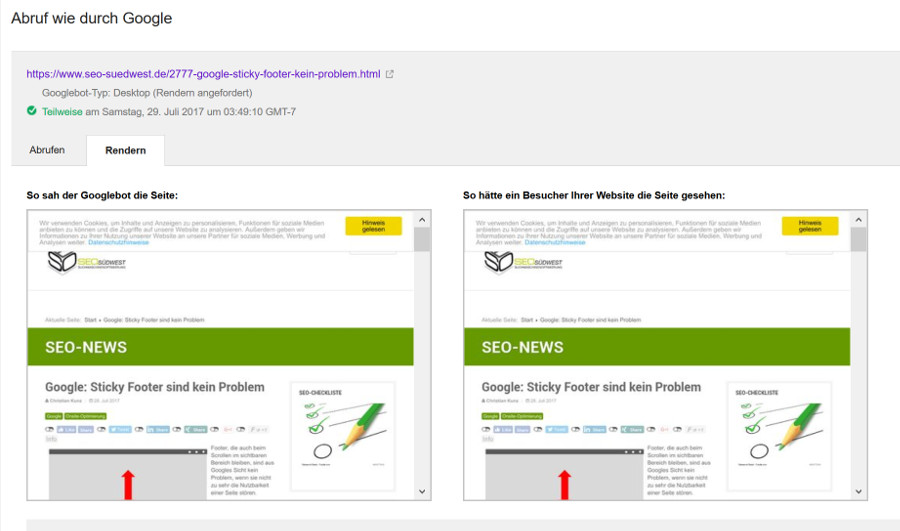 GSC: Abruf wie durch Google