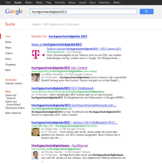hochgeschwindigkeitsSEO - Google SERP
