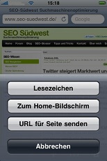 Homescreen: Web-Clip hinzufügen