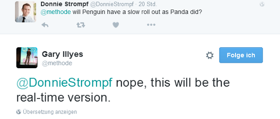 Gary Illyes auf Twitter: "kein langsamer Rollout von Penguin"