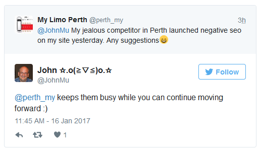 Johannes Müller auf Twitter zu Negative SEO