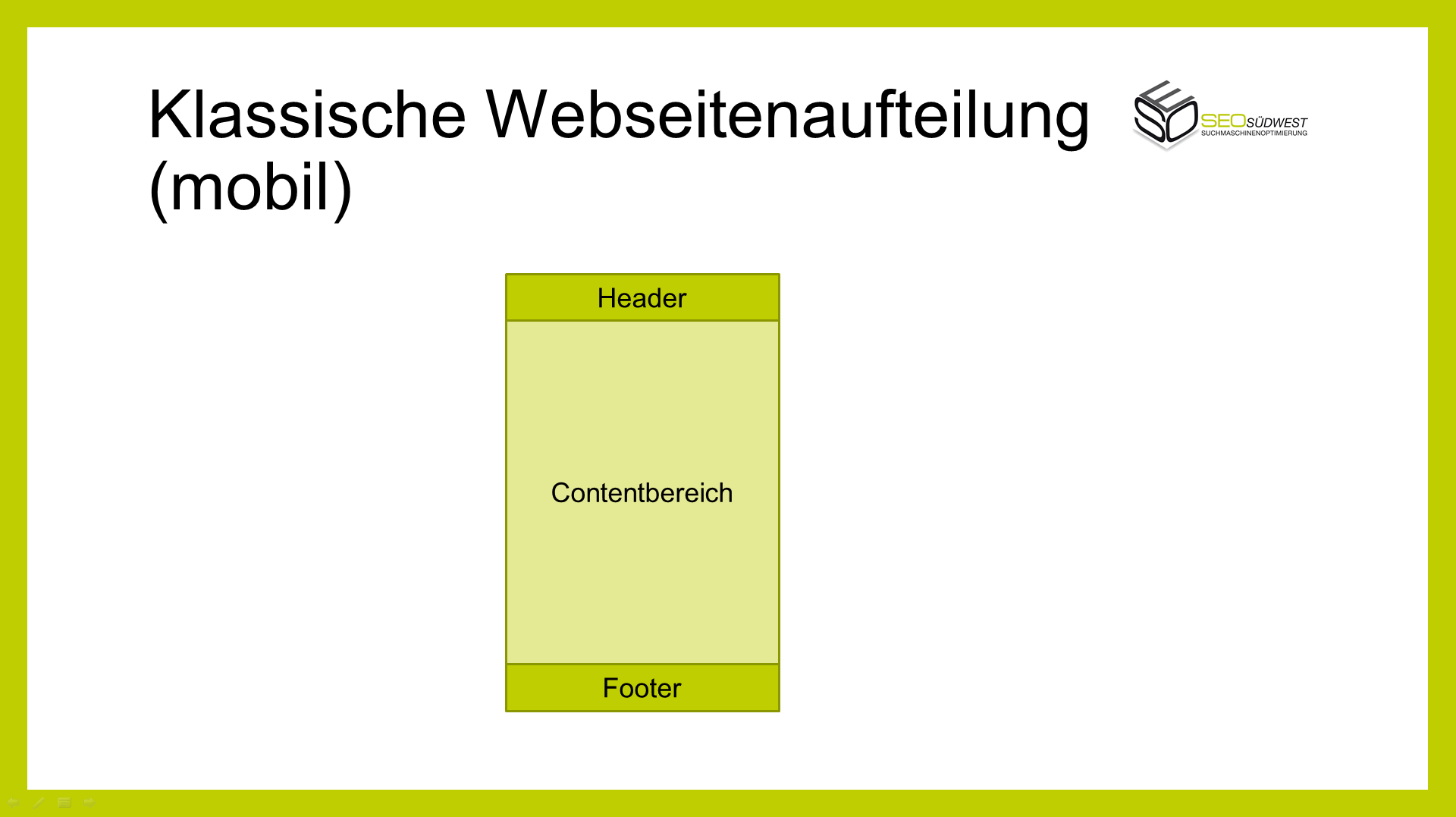 Klassische Webseitenaufteilung (mobil)