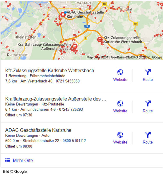 Google Local Pack: Beispiel