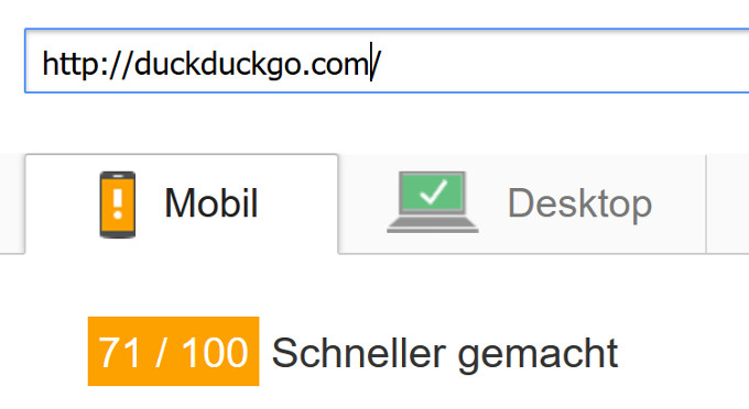 PageSpeed Insights: Ergebnis für duckduckgo.com