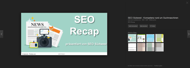 Google Bildersuche: Beispiel für neues Design