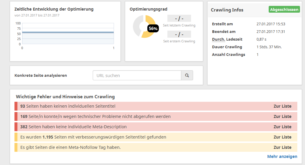 Übersicht: Hinweise und Fehler zu Meta-Elementen