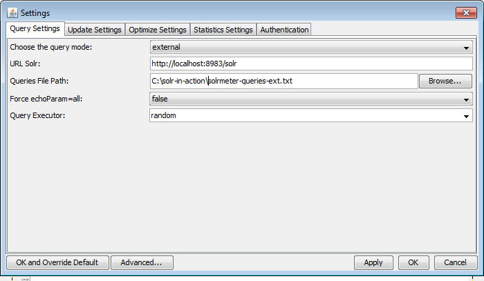 Solrmeter: Einstellungen
